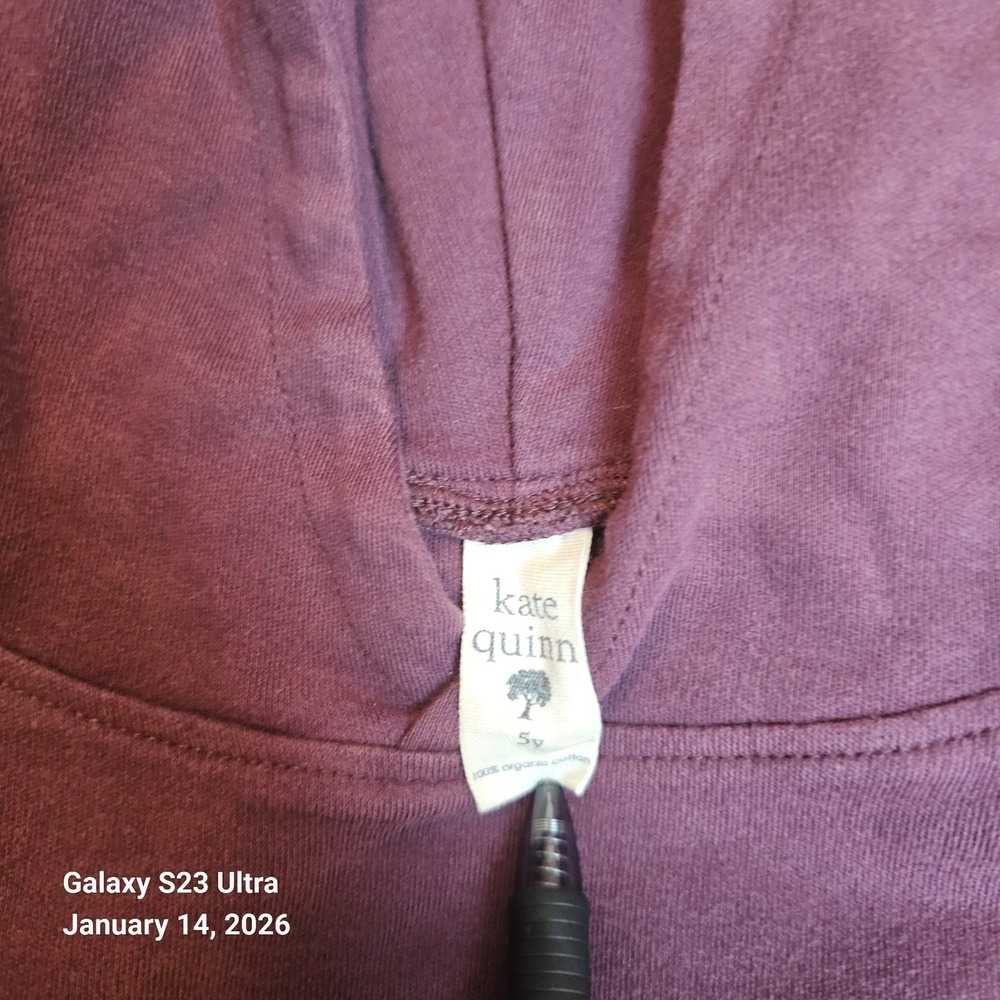 Kate Quinn Kids 5Y Plum Organic Cotton Pullover Hoodie - Picture 3 of 5